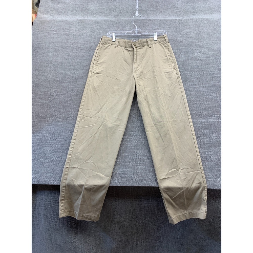 Lands End Khakis Pants Mens 31 Beige Straight Leg‎ Flat Front Golf Resort Wear